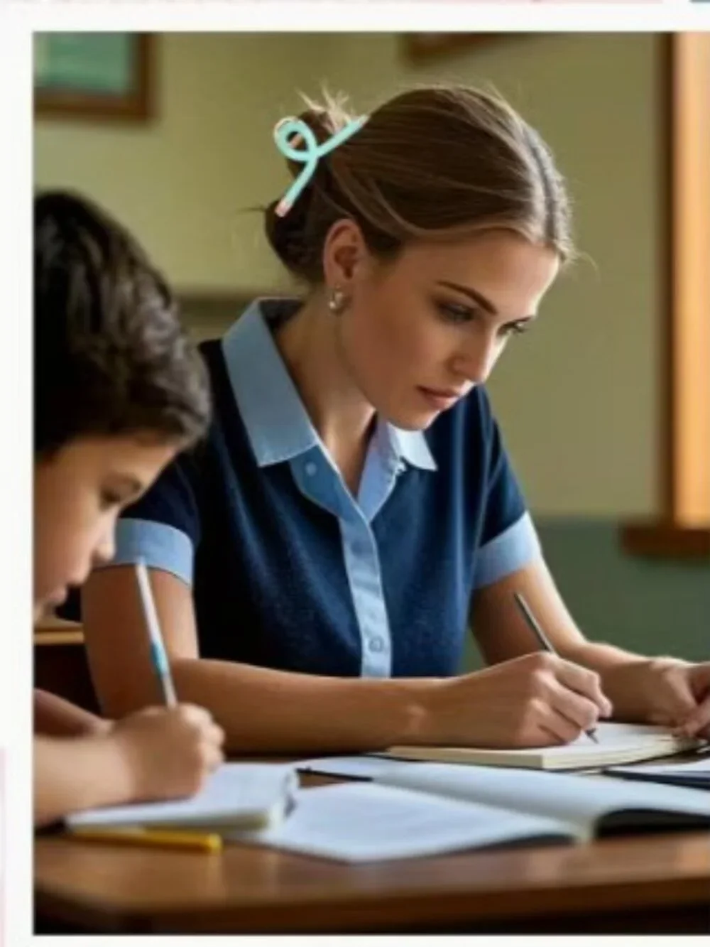 Aqua Teacher Pencil Metal Hair Claw Clip (BRAND-NEW & SO CUTE!)